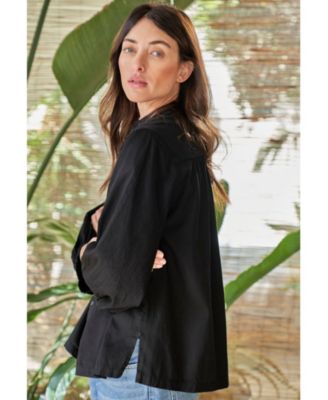 Women's Ocean+Main Cotton Poplin Peasant Top