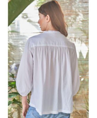 Women's Ocean+Main Cotton Poplin Peasant Top