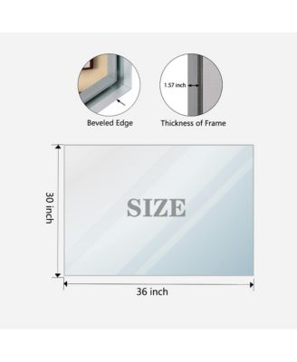 36 x 30 Inch Glossy Bathroom Mirror Rectangle Vanity Mirror Metal Framed Farmhouse Style Hangs Horizontal or Vertical