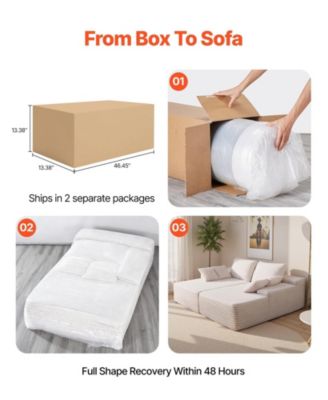 82.7-Inch Double Chaise Corduroy Sectional Sofa with Deep Seat