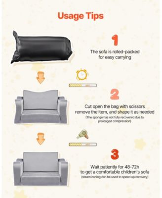 2-in-1 Kids Sofa Foldable Toddler Couch Convertible Chair and Lounger