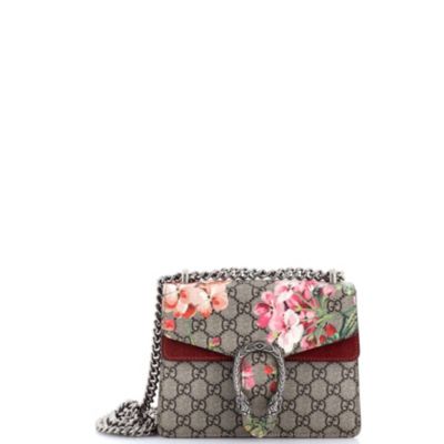 Mini Dionysus Bag Blooms Print GG Coated Canvas