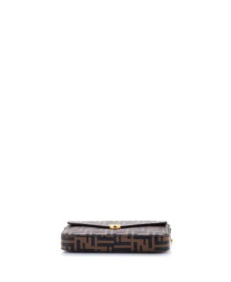 F is Fendi Envelope Clutch on Chain Zucca Embossed Leather