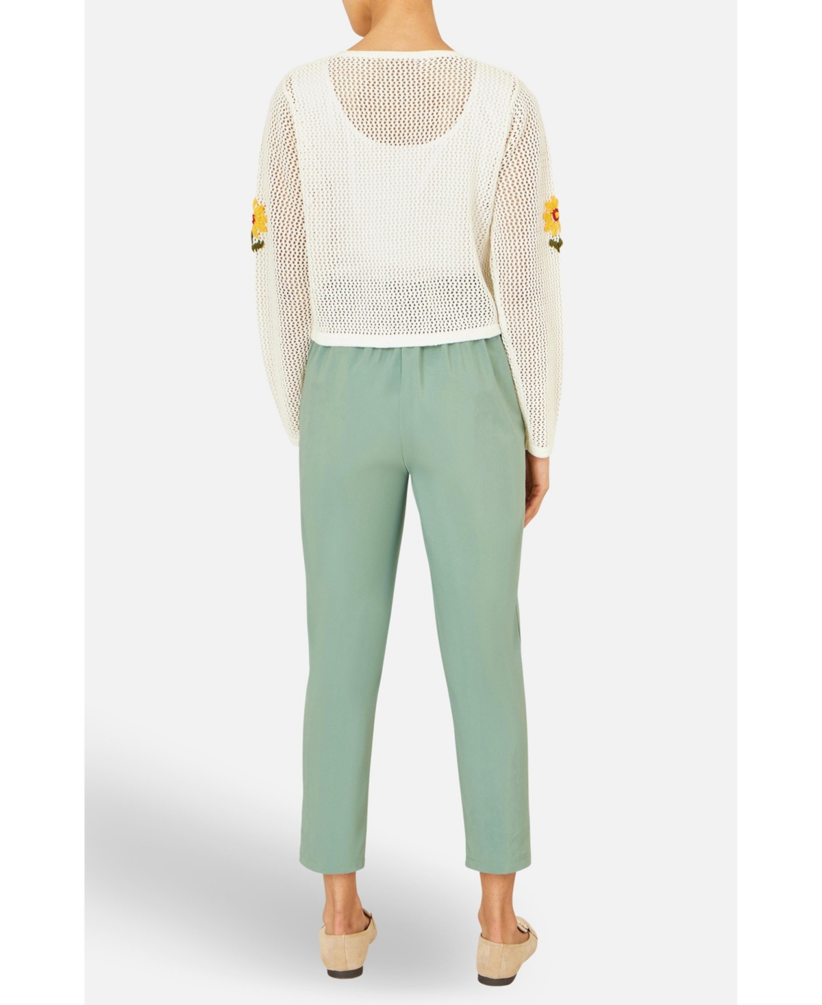 Yumi Women's Crochet Embroidered Flower Cardigan