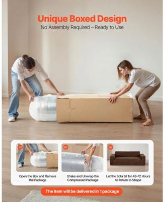 3-Seater Sofa, 83-Inch No Assembly Corduroy Couch with Memory Foam