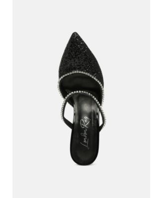 Iris Glitter Diamante Embellished Spool Heel Sandals