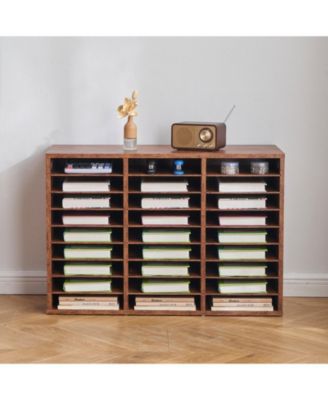 Literature Organizer, 27 Compartments, Wood Mailbox Sorter for File Storage
