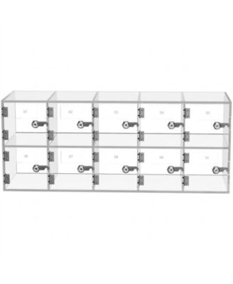 Cell Phone Storage Locker, 10 Slots, Acrylic Wall-Mounted Cabinet with Locks