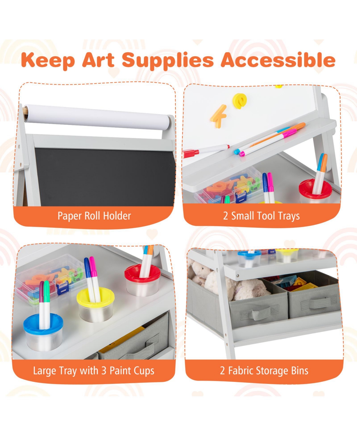 Slickblue 3 in 1 Easel for Kids with Chalkboard Whiteboard