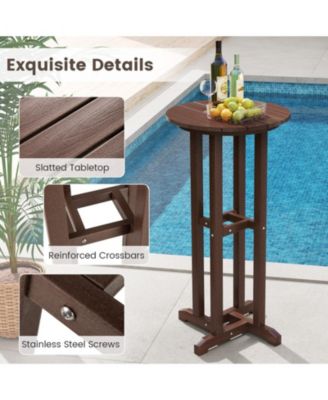 21.5 in Round HDPE Outdoor Bar Height Dining Table with Slatted Top