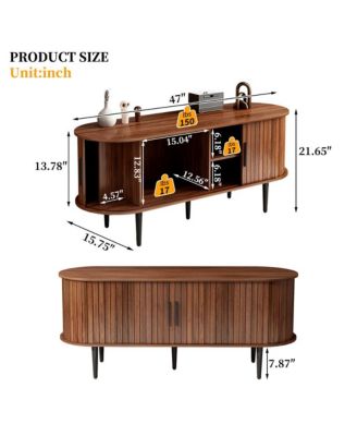 47 Inches Modern TV Stand with Sliding Door and Storage Compartment