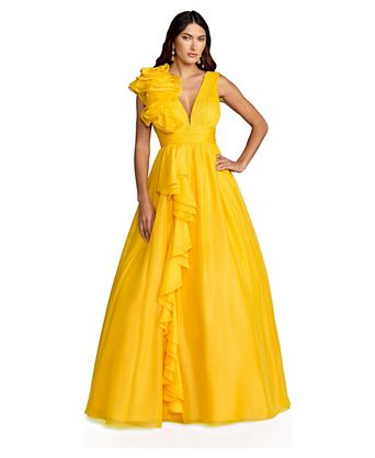 yellow wedding guest dress Dresses Chiffon A Line One Shoulder Floor Length Women's Yellow Wedding Guest Dresses
