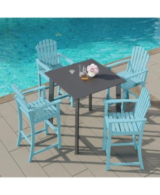 Tall Acacia Wood Adirondack Chair with Armrests and Built-In Footrest