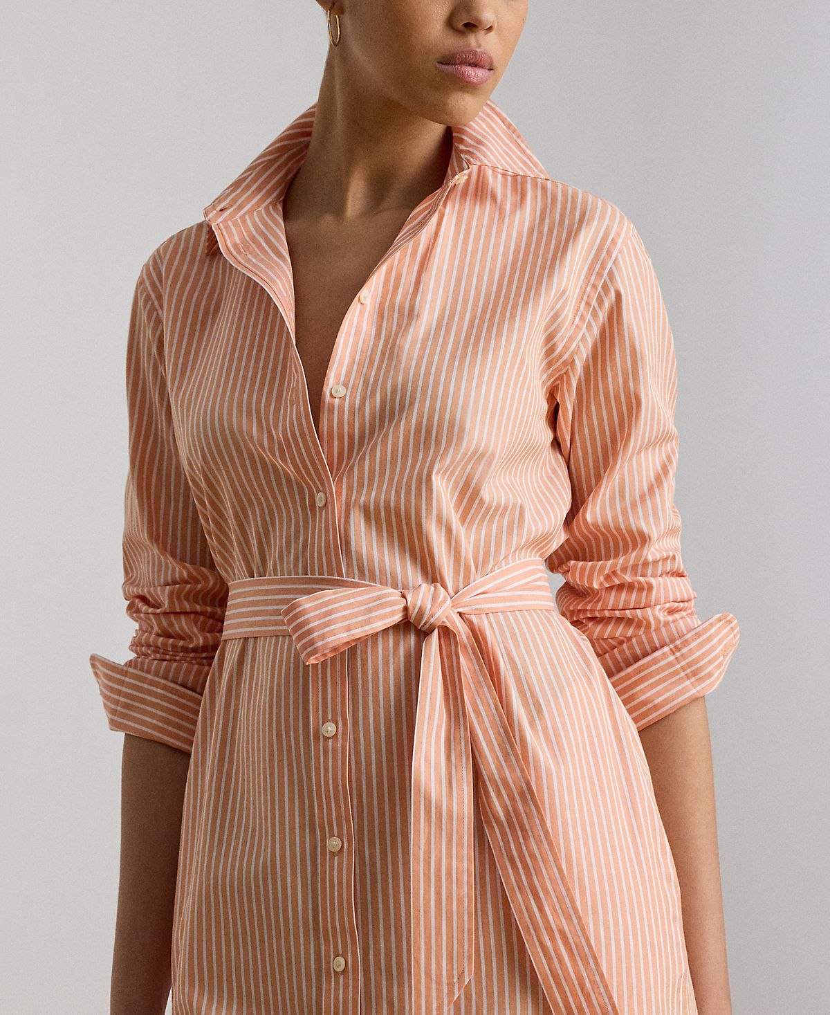 Lauren Ralph Lauren Women's Point Collar Striped End-On-End Shirt-Dress view 4 — MAYCSS fashion products