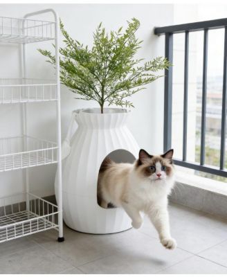 Zeus and Ruta Smart Cat Litter Box with Electronic Odor Removal and Sterilization for Indoor Cats