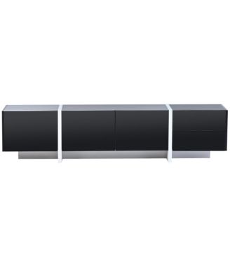 Modern Rectangular TV Stand for TVs Up to 80'', Entertainment Center with High Gloss UV Surface and Storage for Living Room