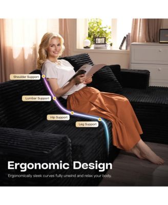 3-Piece L-Shaped Cloud Sectional Sofa with Oversized Chaise Lounge, No-Assembly Living Room Furniture Set, Plush Modular Couch and Comfy Chair