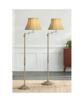 Montebello Traditional Tall Standing Floor Lamps Set of 2 Lights Swing Arm Metal Antique Brass Finish