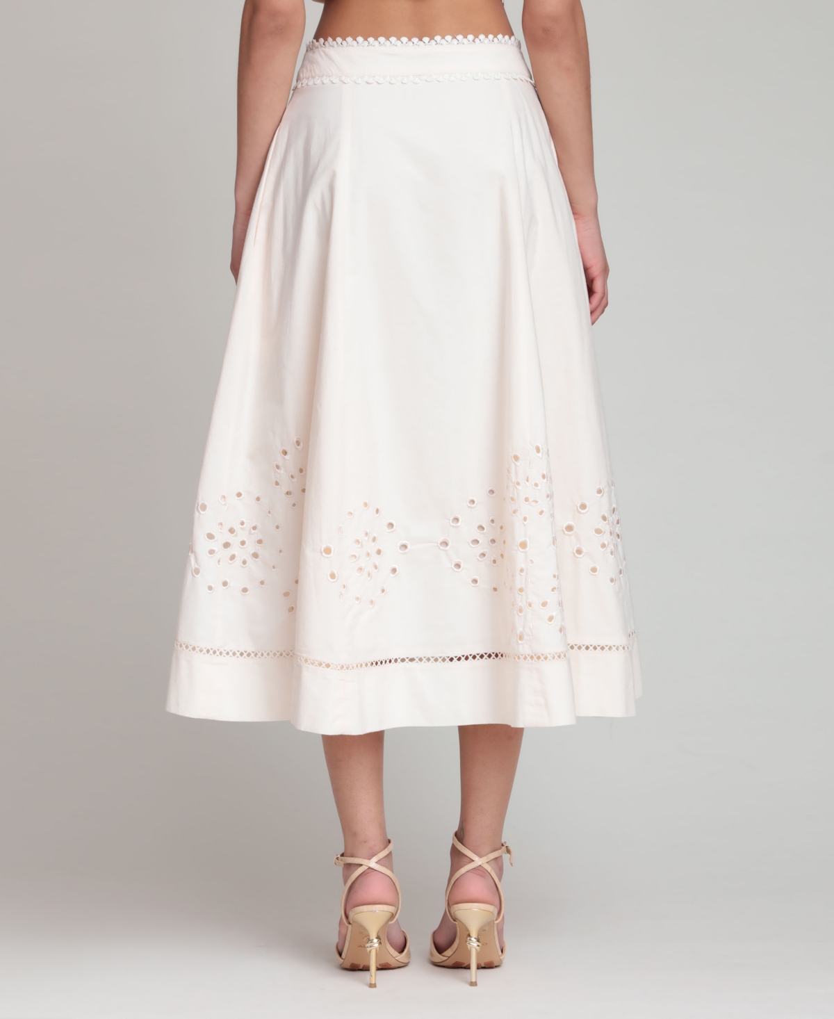 Avec Les Filles Women's Cotton Tea-Length Button-Front Skirt