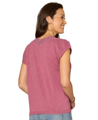 Petite V-Neck Short-Sleeve Sweater 