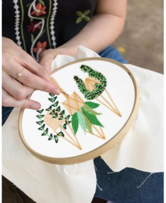 3 sets Embroidery Kit Beginners Needlepoint Cross Stitch DIY Floral Pattern Hoop Thread Pothos Series