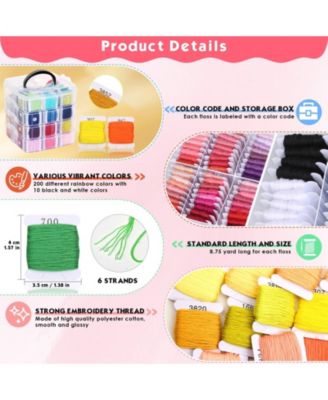 276 pack Embroidery Floss Thread Kit 210 Colors Cross Stitch Sewing Accessories Storage Box