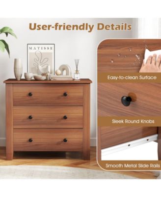 3 Drawer Bedside Dresser Chest for Bedroom Storage
