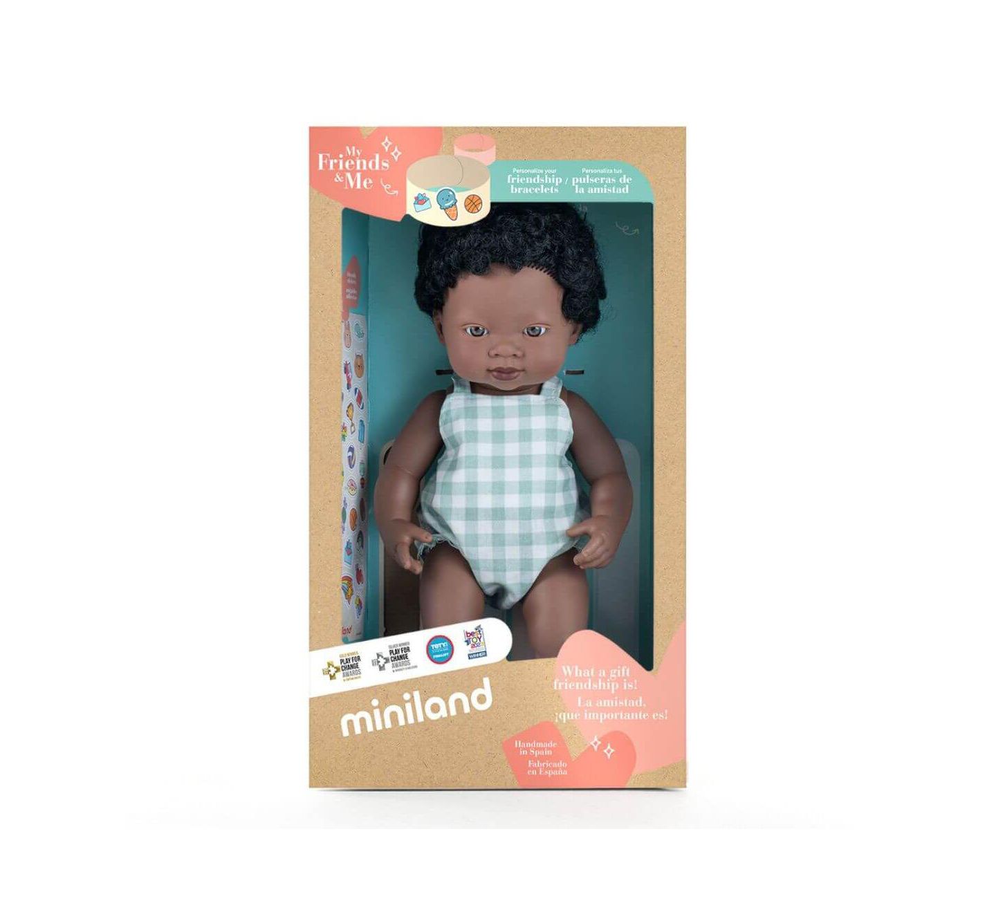 Детская кукла MINILAND My Friends & Me 15" Anatomically Correct Soft Vinyl Baby Doll, Ages 10 months+, цвет: Dark Skin — фото 2