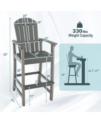  Outdoor Counter Height HDPE Bar Stool with Arms and Footrest