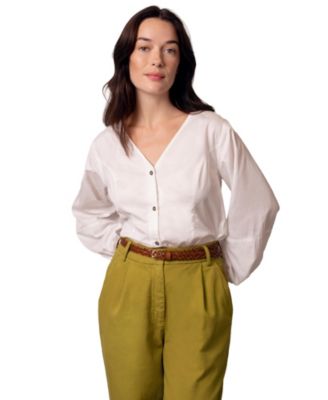 Women's V Neck Button Through Blouse