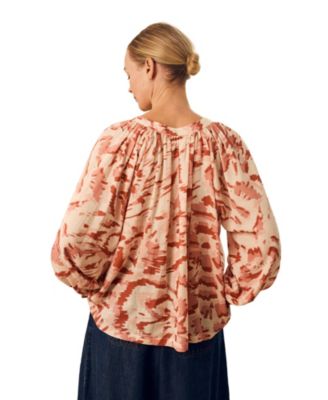 Women's Long Sleeve Tie Neck Swing Shirt