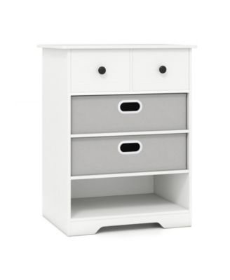 4-Drawer Storage Dresser with Open Shelves Modern Design