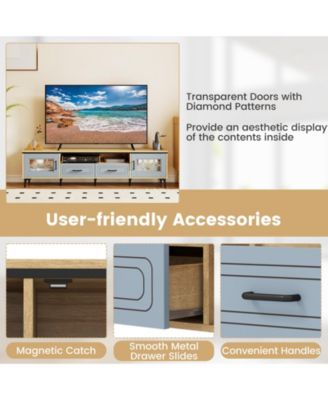 Farmhouse TV Stand for TVs up to 80 in with Two Drawers