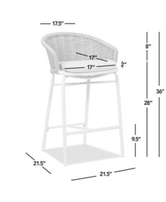 Santorini 28" Wicker Back Outdoor Bar Stool with Cushion, Patio Bar Chair Set of 2