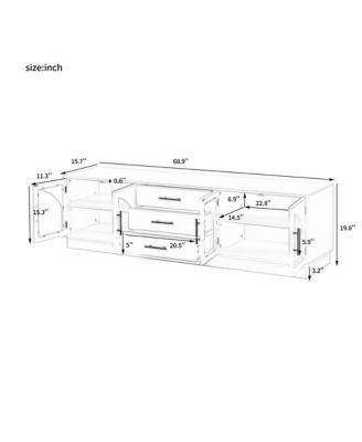 Symmetrical TV Stand for TVs Up to 75 Media Console with 3 Drawers and Adjustable Shelves for Living Room