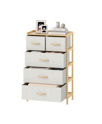 5-Drawer Light Storage Dresser with Top Shelf for Bedroom Use