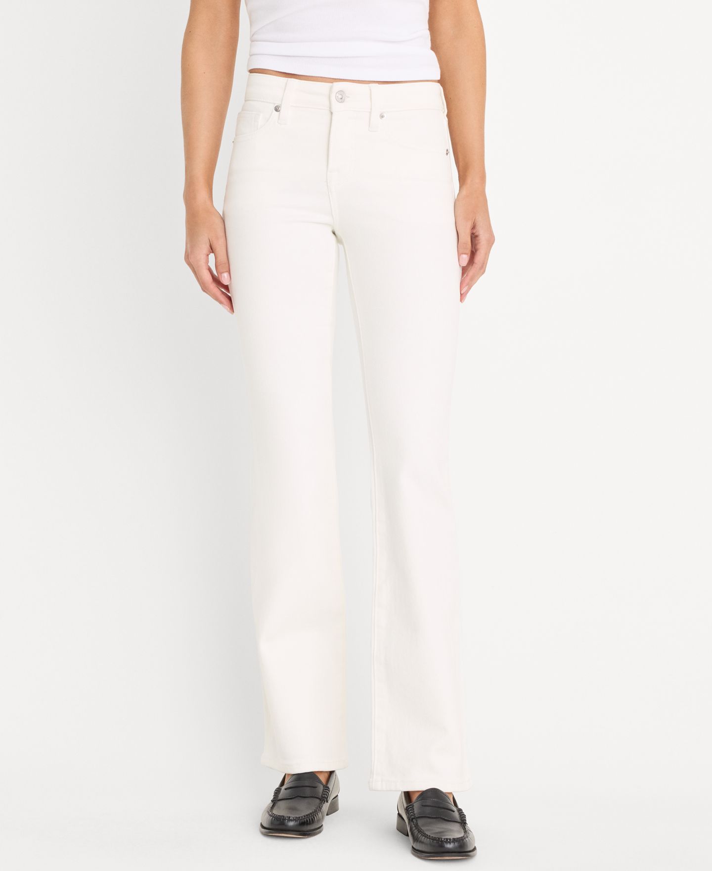 Женские джинсы Good American Low-Rise Bootcut, цвет: Белый — фото 3