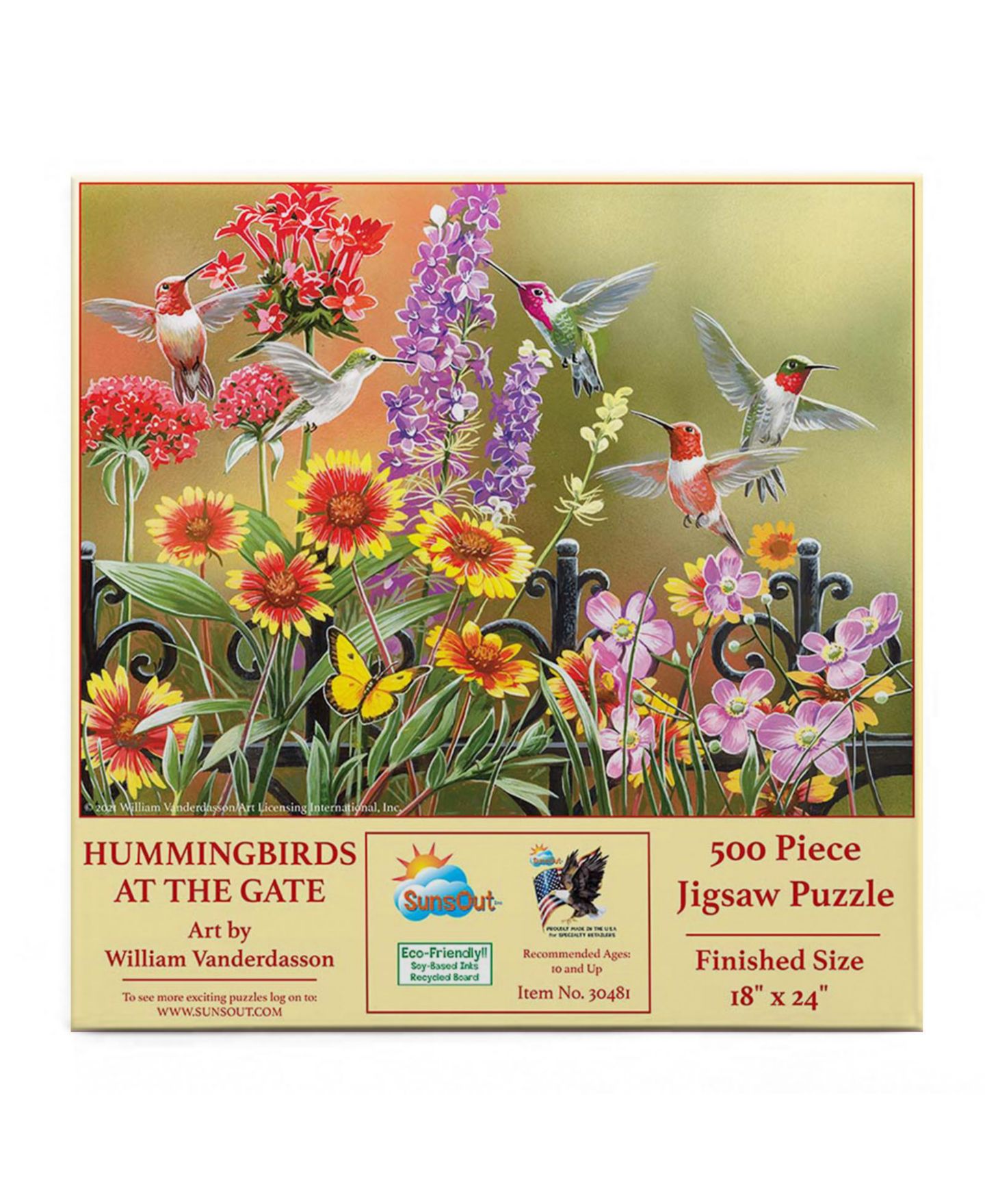 Детский пазл SunsOut Hummingbirds at the Gate 500-Piece Jigsaw Puzzle, Ages 15+ — фото 2