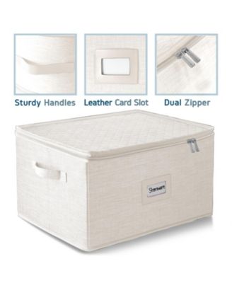 Wine Glass Storage Box with Dividers, Quilted Stackable Stemware Case, Hard Shell China Container for 12 Glasses, Moving & Organization