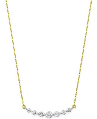Diamond Graduated Bar Statement Necklace (1 ct. t.w.) in 14k Gold & White Gold, 16" + 2" extender