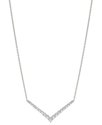 Diamond Chevron Statement Necklace (2 ct. t.w.) in 14k White Gold, 16" + 2" extender