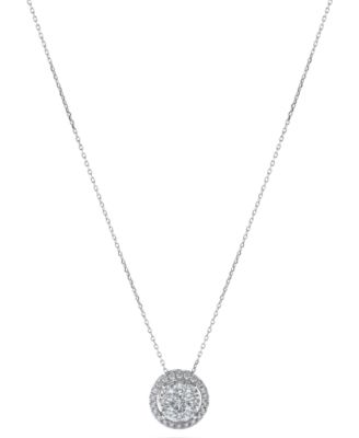 Diamond Halo Cluster 18" Pendant Necklace (1/2 ct. t.w.) in 14k White Gold