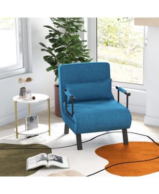 Convertible Sleeper Chair Bed, 5 in 1 Folding Sofa Bed Chair with 5-Position Adjustable Backrest and Pillow for Home Office, Small Spaces