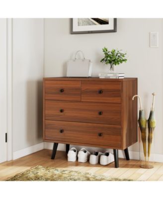4 Drawer Wooden Dresser Wide Storage Cabinet for Bedroom