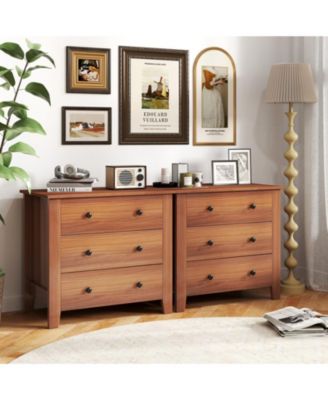 3-Drawer Chest Dresser with Raised Base for Bedroom