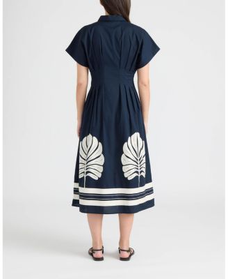 Women's Button Front Pleated Shirt Dress