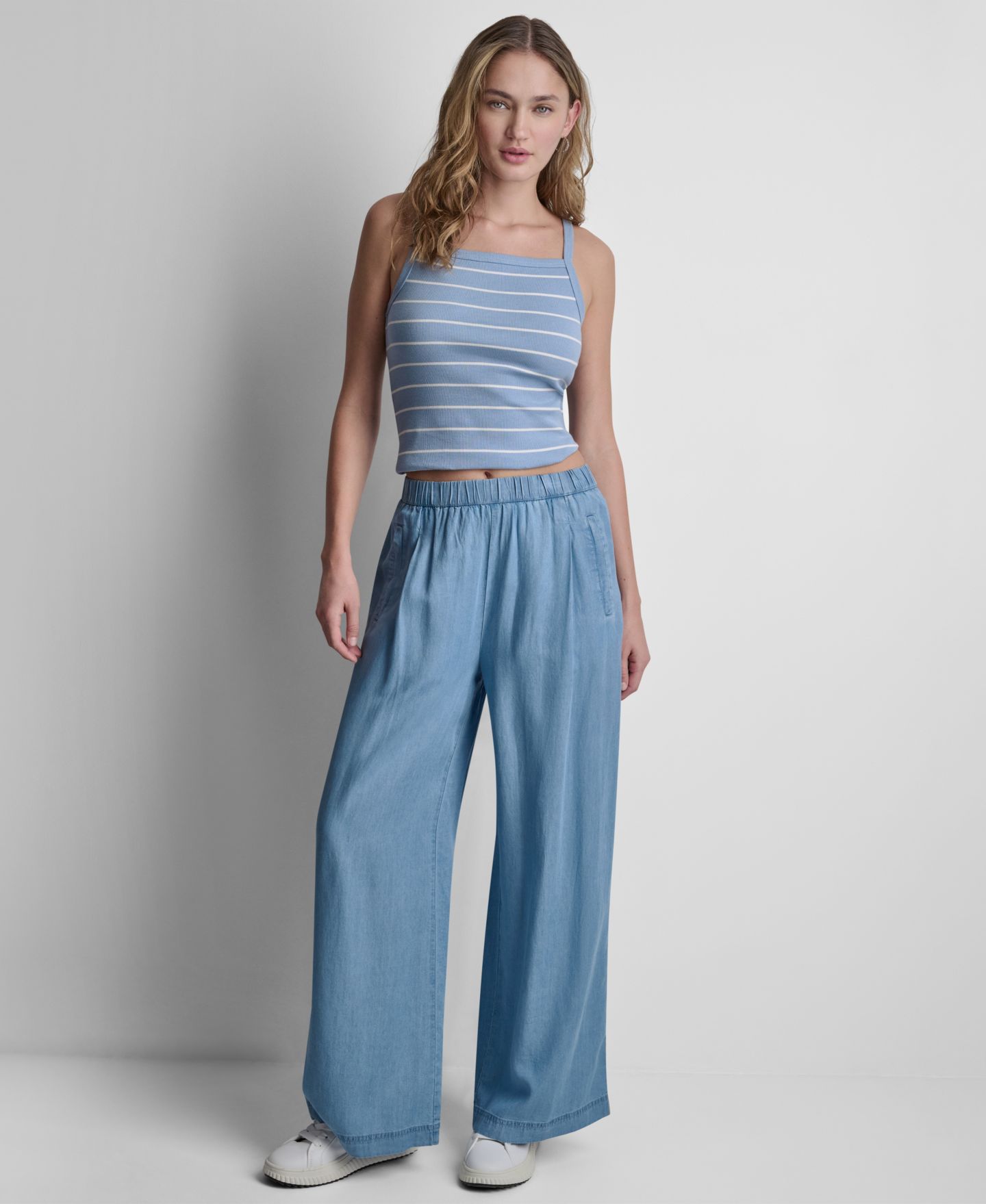 Женские брюки DKNY Jeans High-Rise Wide-Leg Pull-On, цвет: Шамбре — фото 2