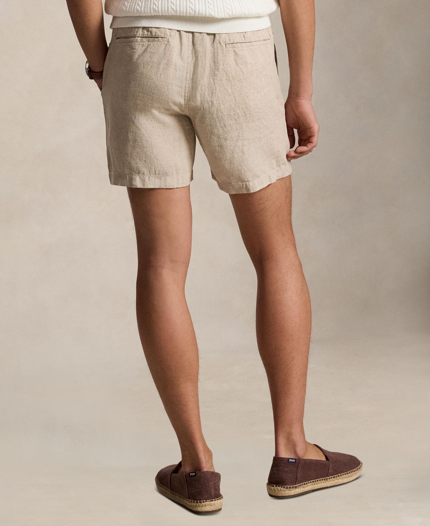 Мужские шорты Polo Ralph Lauren Polo Prepster Linen, цвет: Бежевый белый — фото 3