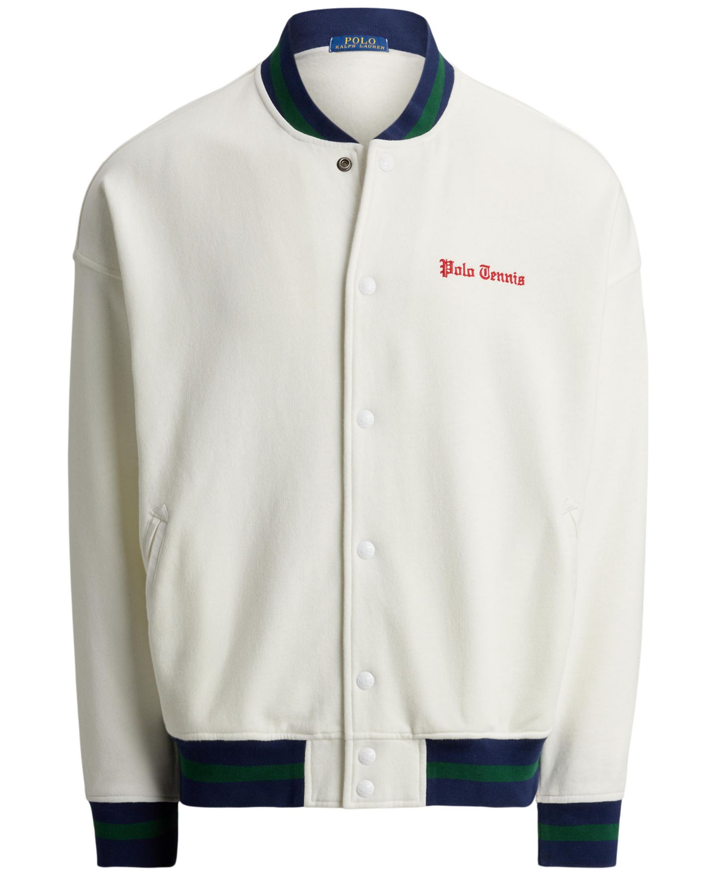 Мужская куртка Polo Ralph Lauren Relaxed Fit Fleece Baseball, цвет: Белый — фото 6