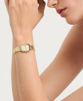 Women's Museum Classic Cushion Swiss Quartz Light Yellow PVD Steel Watch, 22mm